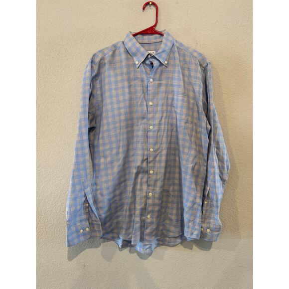 Peter Millar Men's Size Medium Plaid Long Sleeve Button-Down Shirt Blue - Picture 1 of 6